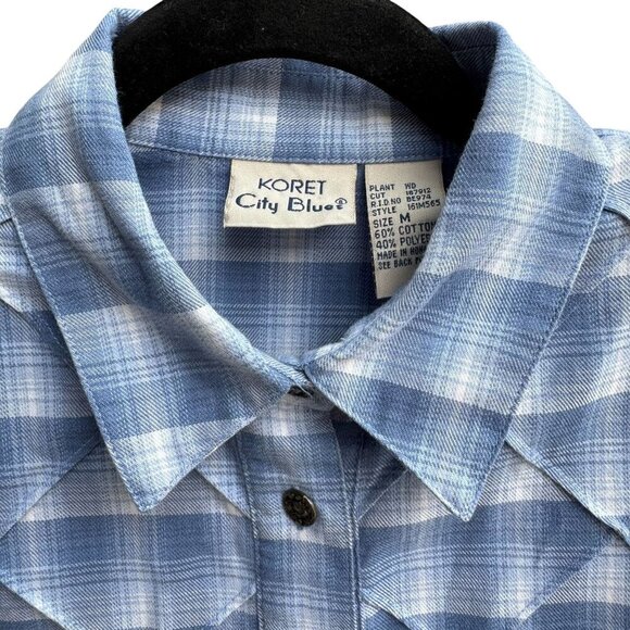 Koret City Blues Vintage 80s Womens Plaid Long Sleeve Button Down Flannel Shirt - Picture 7 of 11